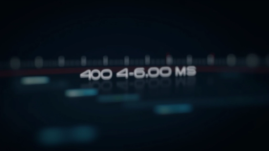 Cronómetro digital y frames de video mostrando timing de transiciones, 400-600ms destacado en interfaz de edición