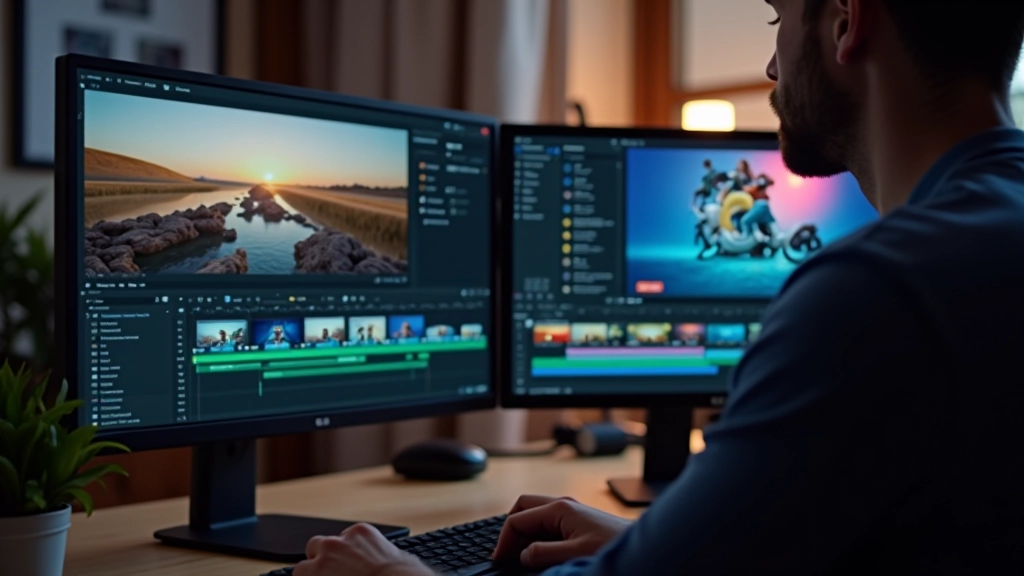 Interfaz de software de edición de video con timeline de animación visible y efectos de movimiento