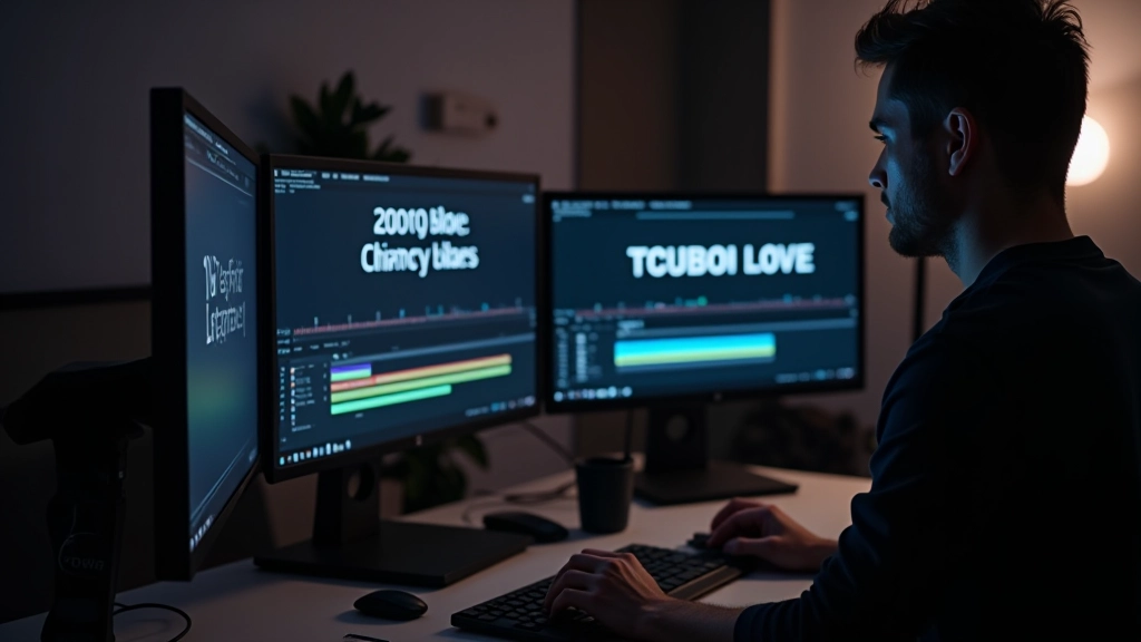 Comparativa de interfaces de software de edición de video mostrando timeline con animaciones tipográficas en diferentes plataformas de trabajo